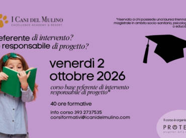 CORSO BASE RESPONSABILE DI PROGETTO E REFERENTE DI INTERVENTO IAA – 2 OTTOBRE 2026