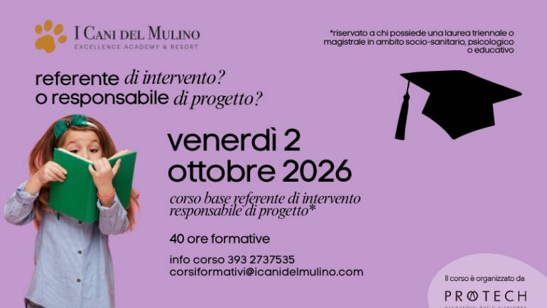 CORSO BASE RESPONSABILE DI PROGETTO E REFERENTE DI INTERVENTO IAA – 2 OTTOBRE 2026